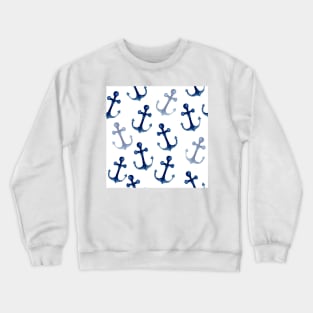 Watercolor Nautical Anchors | Pattern | Navy Crewneck Sweatshirt